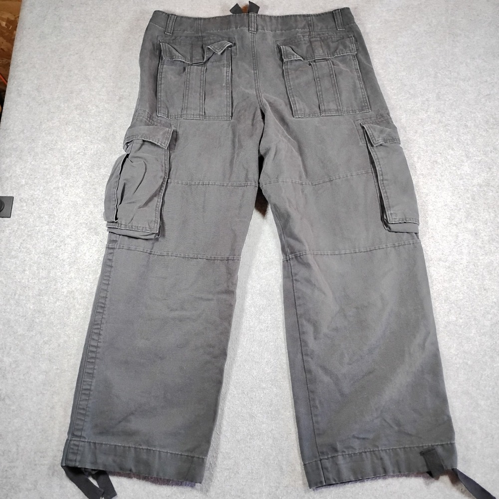 No Boundaries Pants Mens Charcoal Gray Cotton Canvas Cargo 40 Wide Leg - Picture 10 of 11